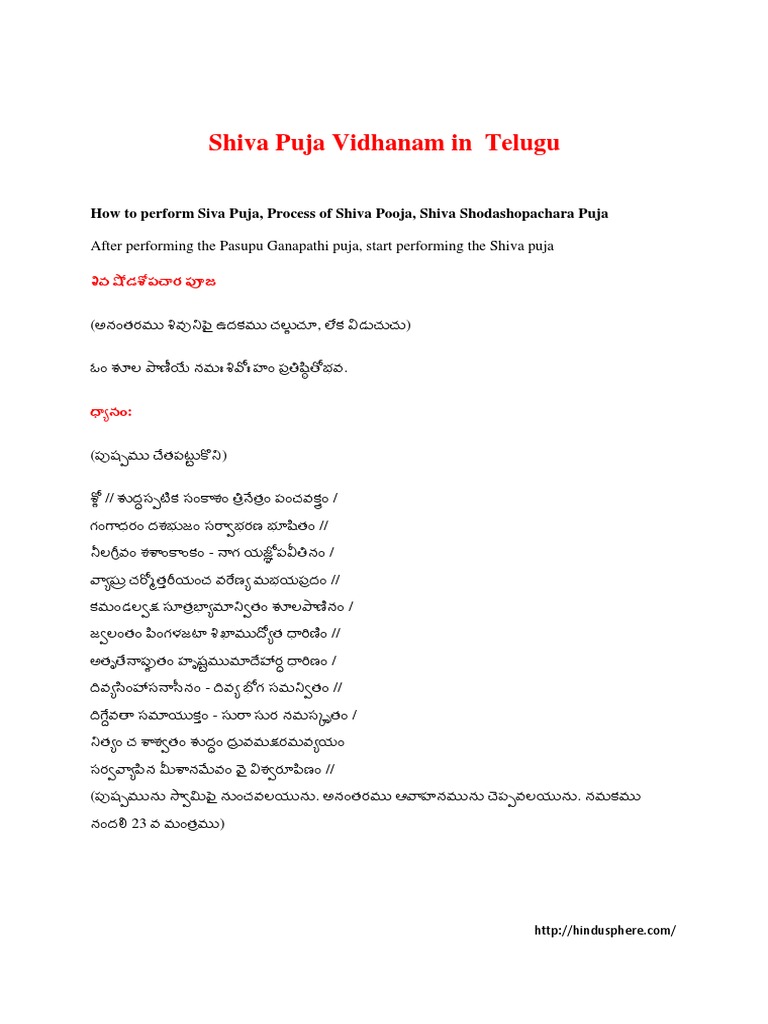 Shiva Pooja Vidhanamu in Telugu | PDF | Hindu Behaviour And Experience ...
