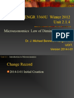 ENGR 3360U Winter 2012 Unit 2.1.4: Microeconomics: Law of Diminishing Returns