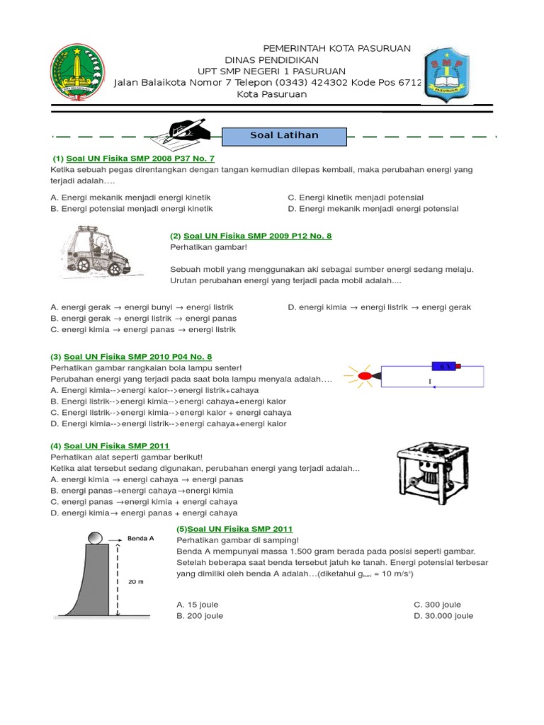 Soal Kelas 7 Energi Kinetik Dan Potensial