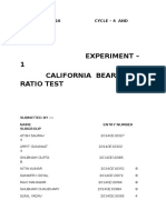 Experiment - 1 California Bearing Ratio Test: Date - 14/01/2016 Cycle - 4 and Subgroup - 1