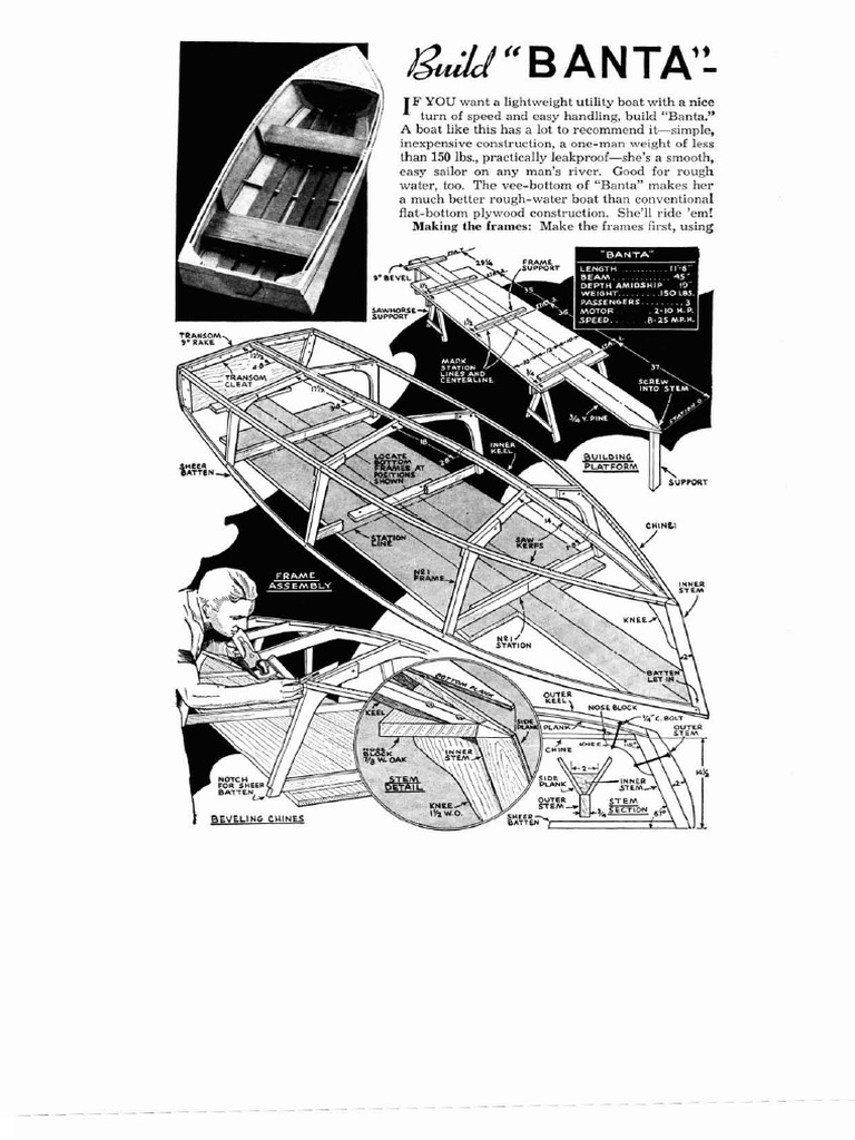 Vintage Wood Boat Plans 1950s, PDF, Deck (Ship)