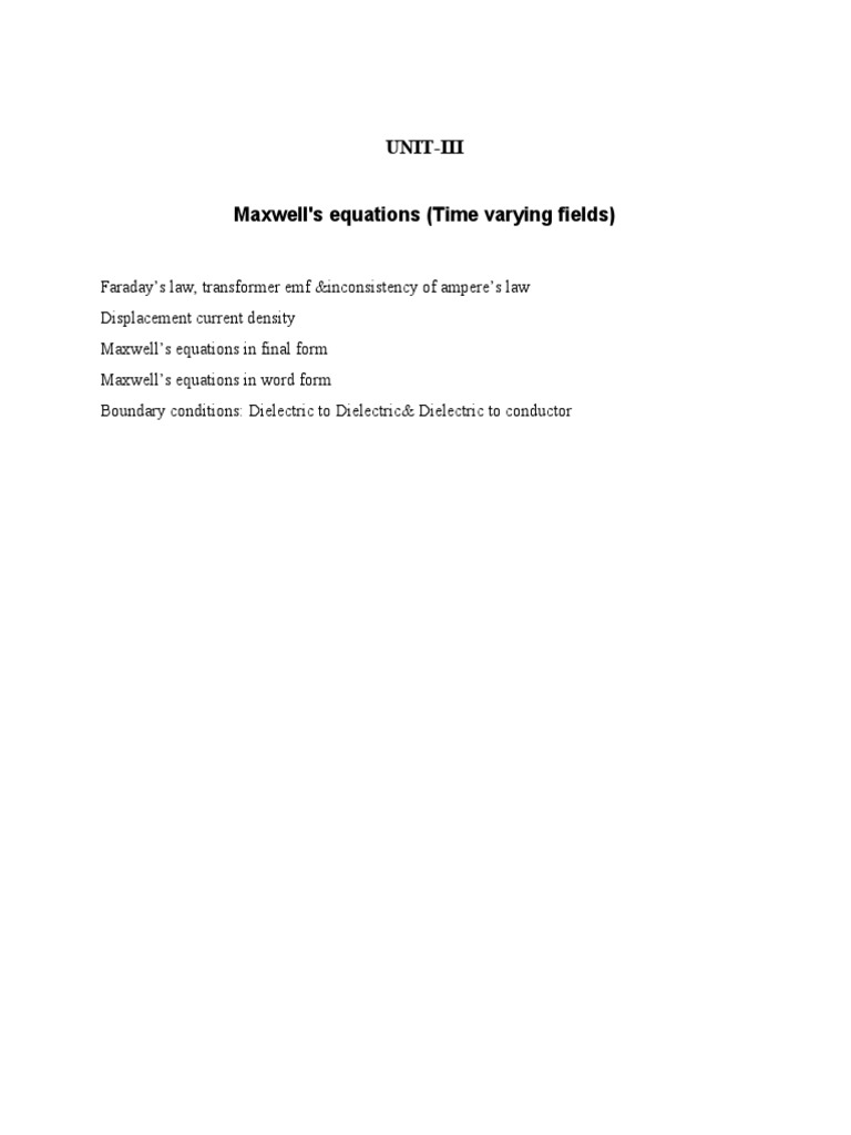 Maxwell's Equations Notes | PDF | Electromagnetic Induction | Maxwell's ...
