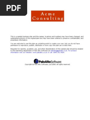 Consulting Sample Business Plan