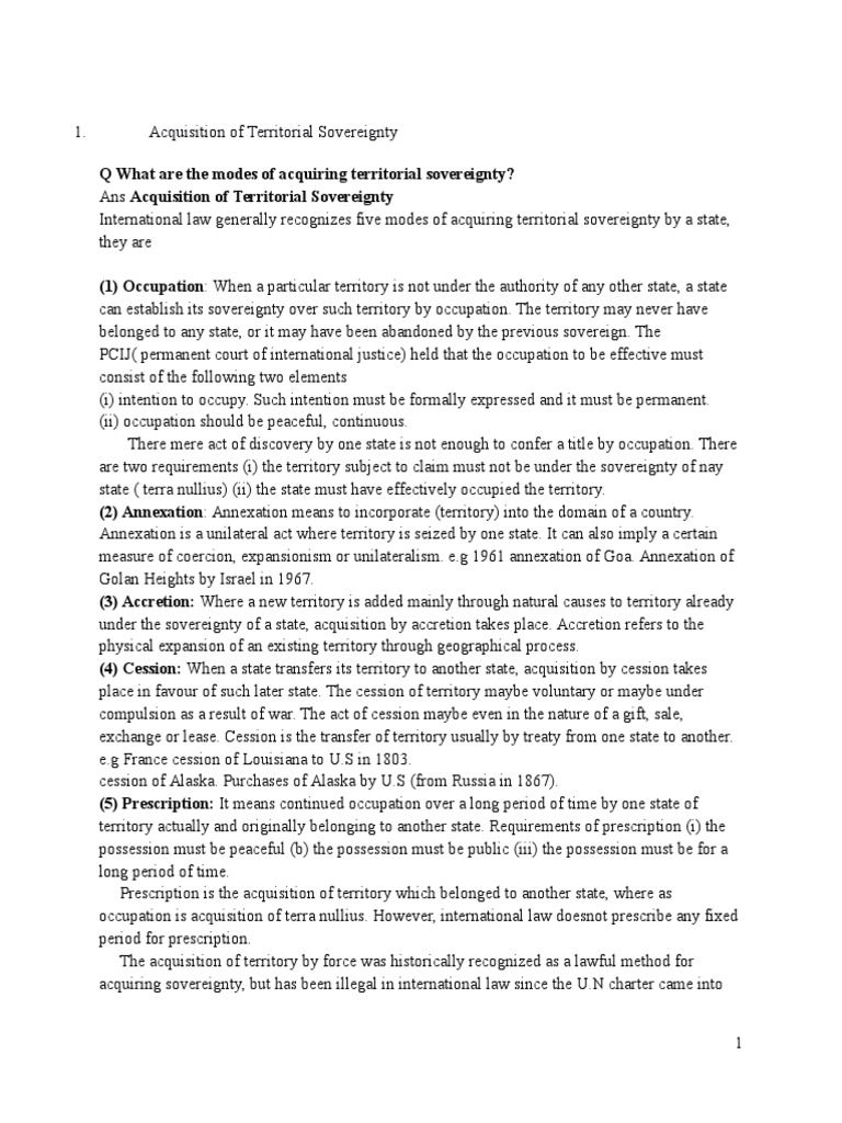 International Law Notes | PDF | Public International Law | Sovereign State