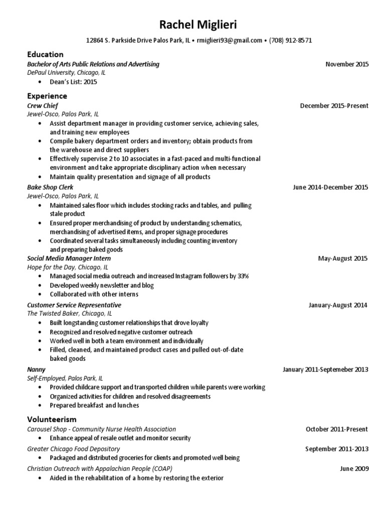 Rachel Miglieri Resume Overview | PDF | Career & Growth