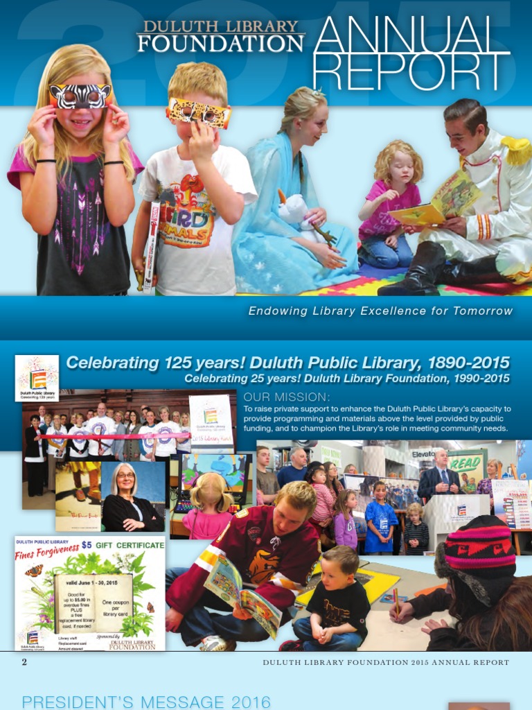 Duluth Library Foundation Annual Report 2015 | PDF | Fundraising ...