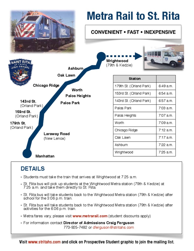 St. Rita Student Train Schedule | PDF | Rail Transport | Passenger Rail ...