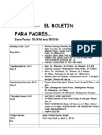 El Boletin para Padres: Date/Fecha: 21/3/16 To/a 25/3/16