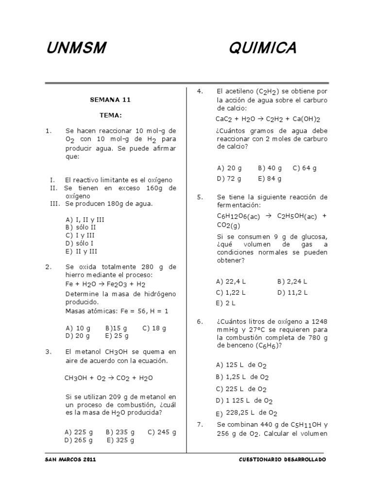 Ejercicios Resueltos de Estequiometría Química Cálculos Quimicos | PDF ...