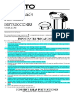 PRESTO 01370 Manual Espanol Olla de Presion Pressure Cooker
