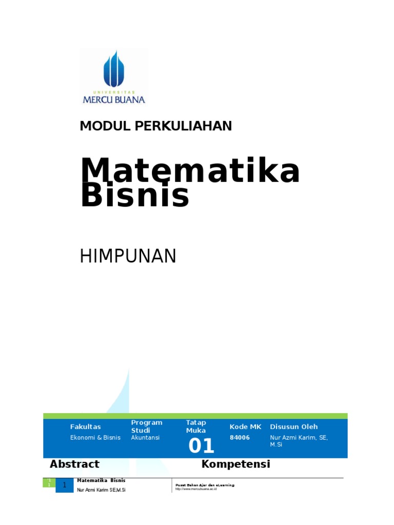 Modul Ajar Matematika Bisnis 1