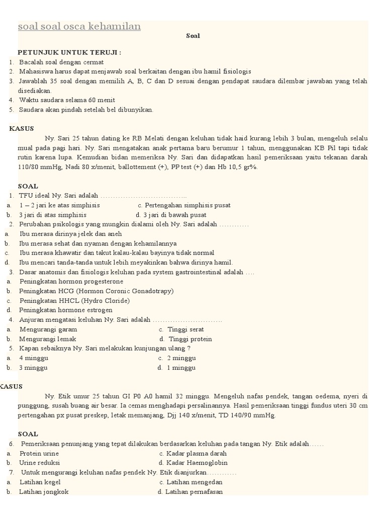 Soal Soal Osca Kehamilan