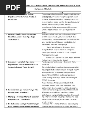 Pertanyaan Grand Final Duta Mahasiswa Genre Kota Bandung Tahun 2016