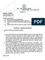 DPS – MIS, DOHA- QATAR Model Paper - SA II (2014–15) CLASS: X Subject: English