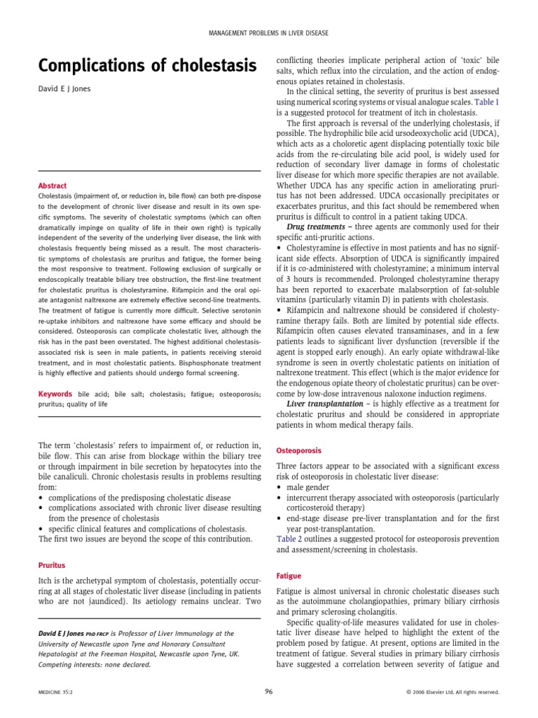 Complications of Cholestasis PDF Diseases And Disorders Medicine
