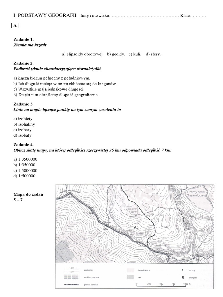 Geografia Klasa 5 Sprawdziany Pdf Dzial 1