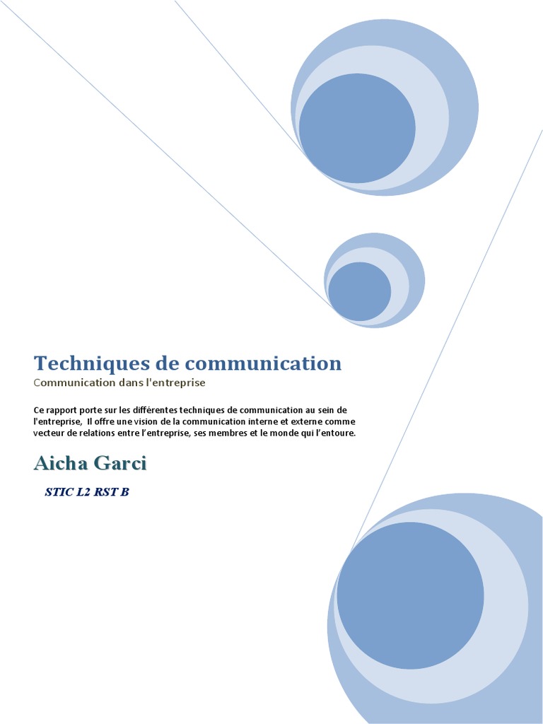 Techniques de Communication en Entreprise | PDF | la communication ...