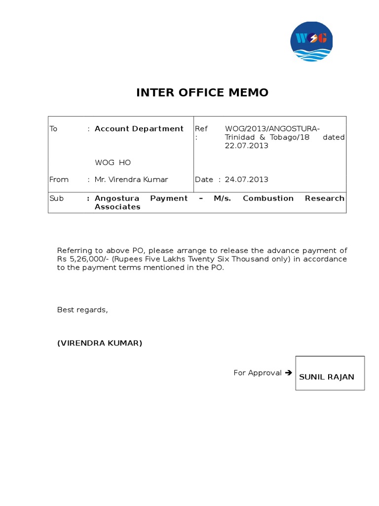 Angostura Payment Request Memo | PDF