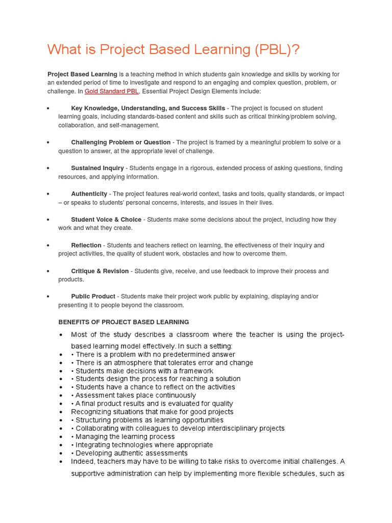 What Is Project Based Learning and Problem Based Learning | PDF ...
