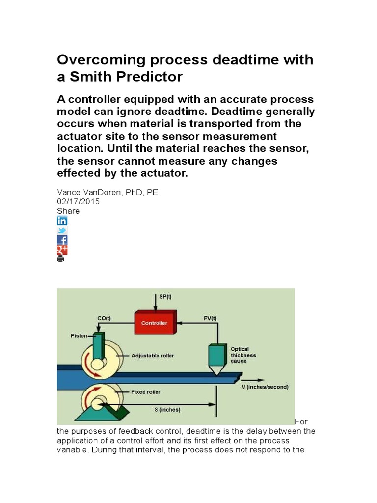Smith Predictor for Deadtime Control | PDF | Control Theory | Feedback