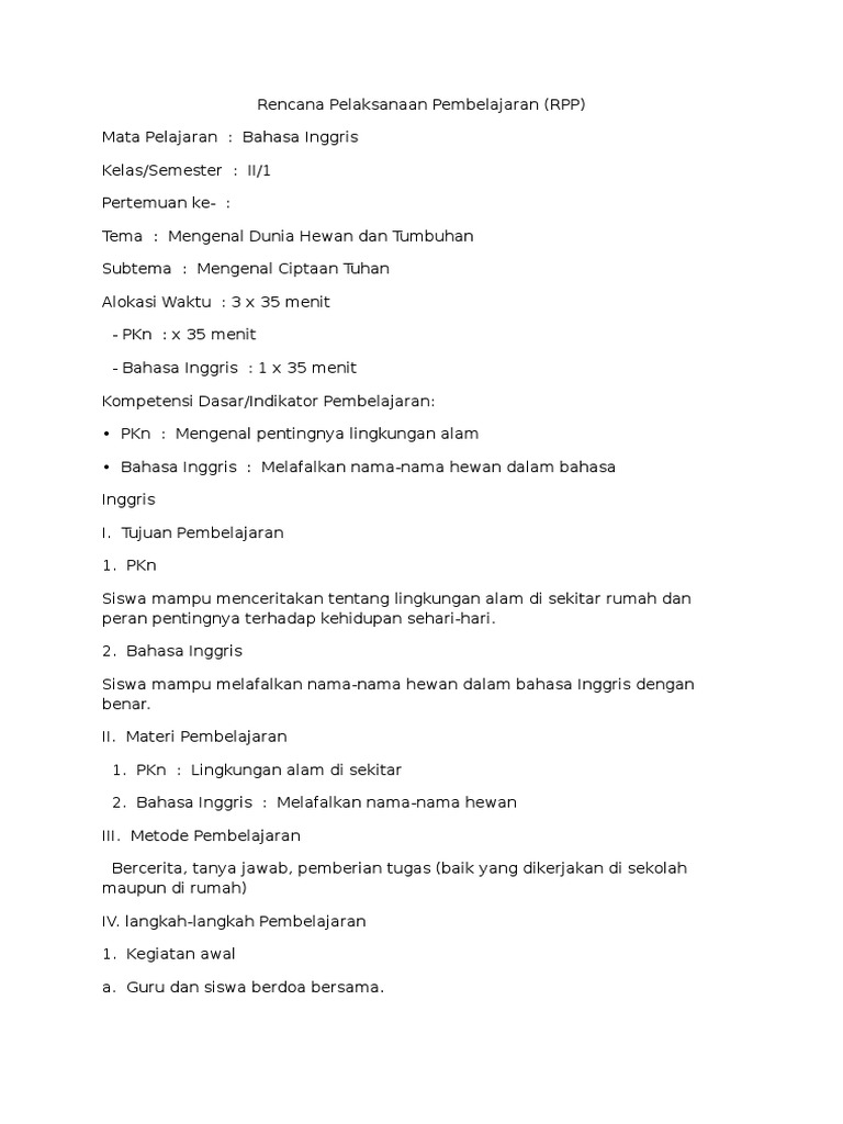 Contoh RPP | PDF