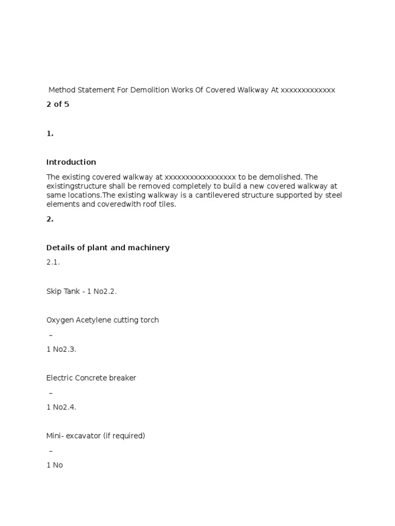 Demolition Method Statement for Walkway | PDF | Demolition | Noise