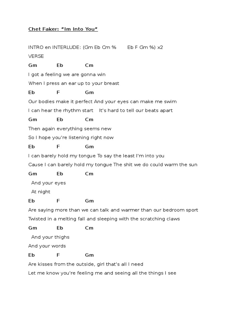 I'M Into You Chet Faker Chords GM | PDF
