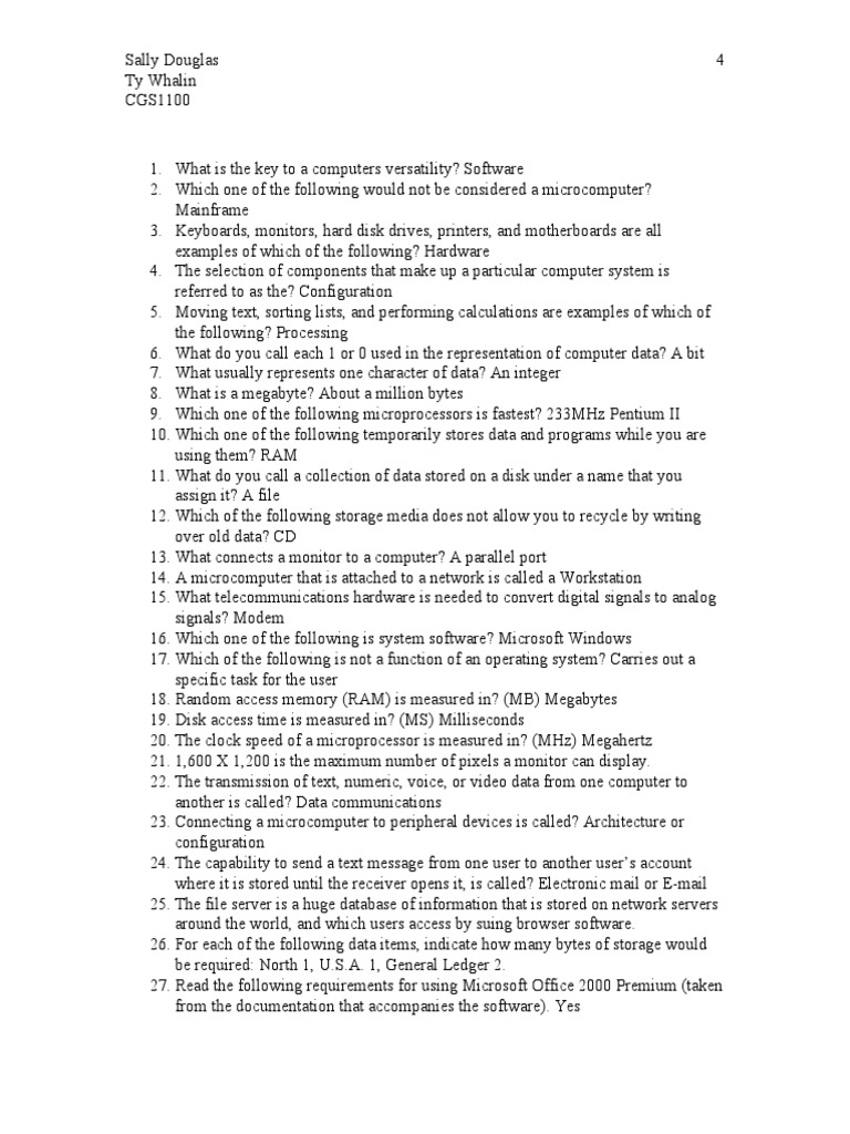 PC & Repair Questions Answers PDF Personal Computers