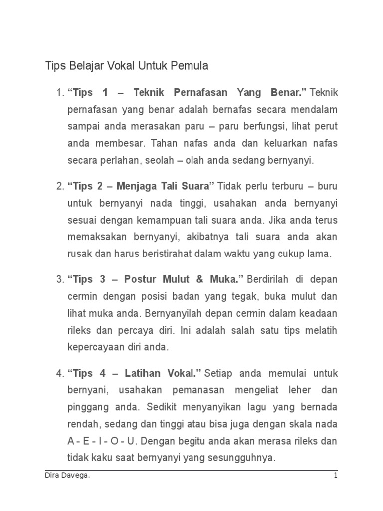 Tips Belajar Vokal Untuk Pemula