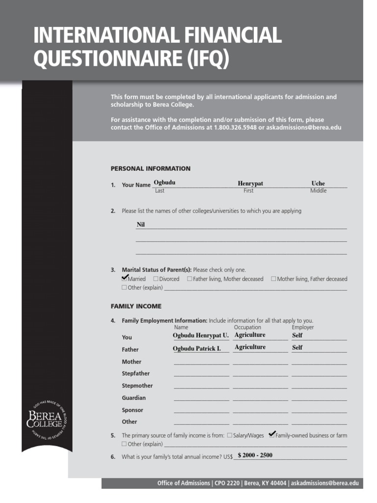International Financial Questionnaire | PDF | United States Dollar | Money