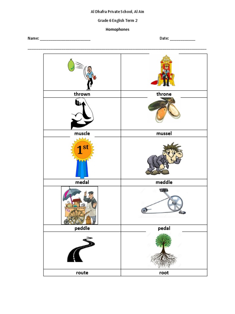 homophones worksheet