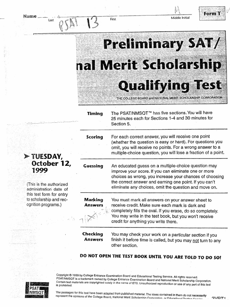 PSAT 1999 Tuesday | PDF