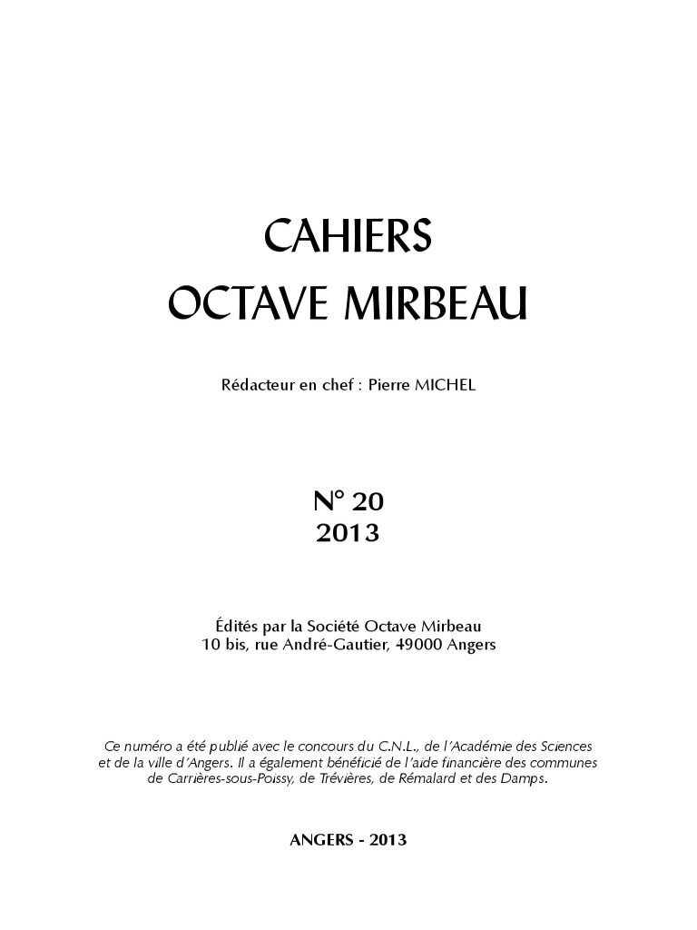 Cahiers Octave Mirbeau, N° 20, PDF, Spiritualité