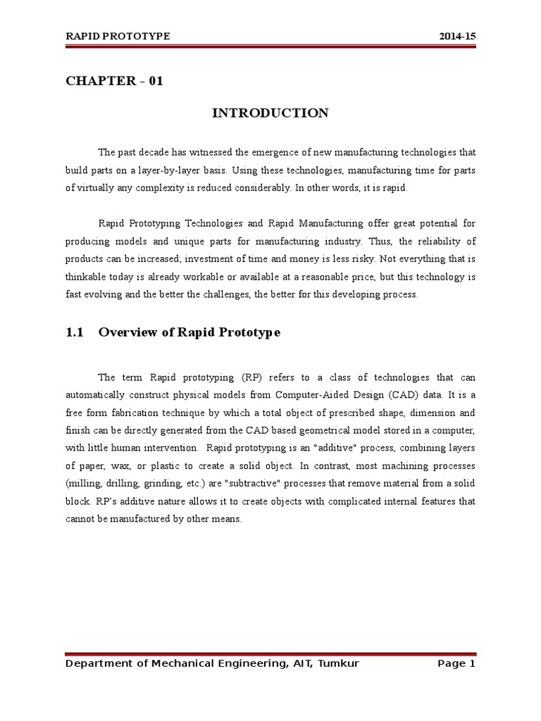 Overview of Rapid Prototyping Techniques | PDF | Computer Aided Design ...