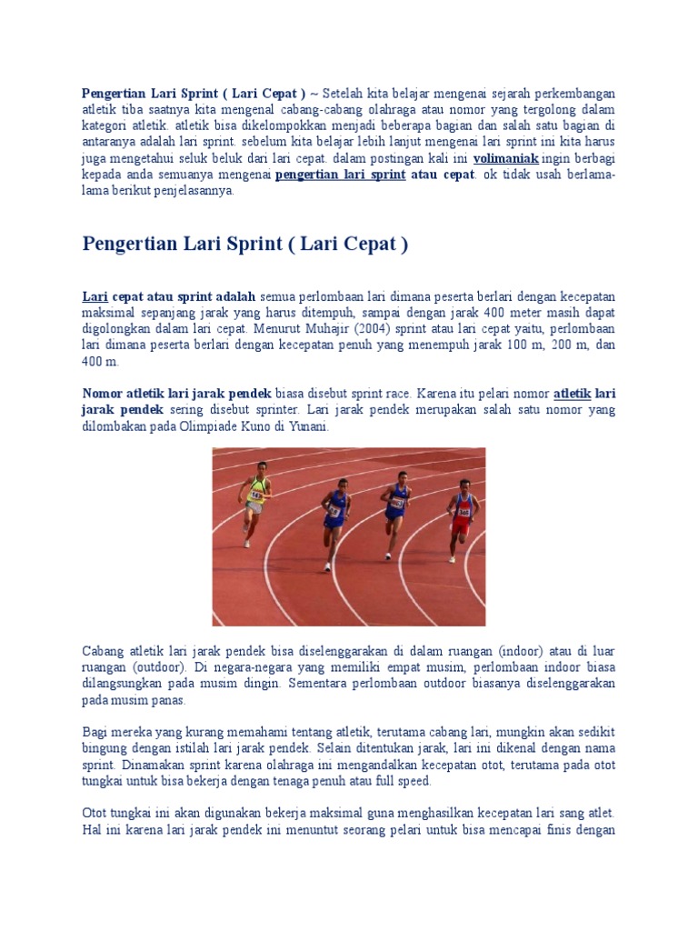 Pengertian Lari Sprint
