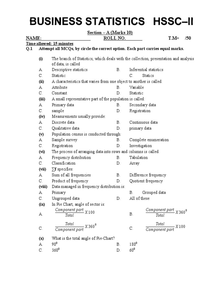 Business Statistics Exam Questions | PDF