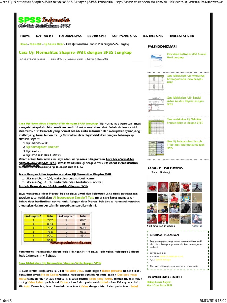 Cara Uji Normalitas Shapiro Wilk Pdf