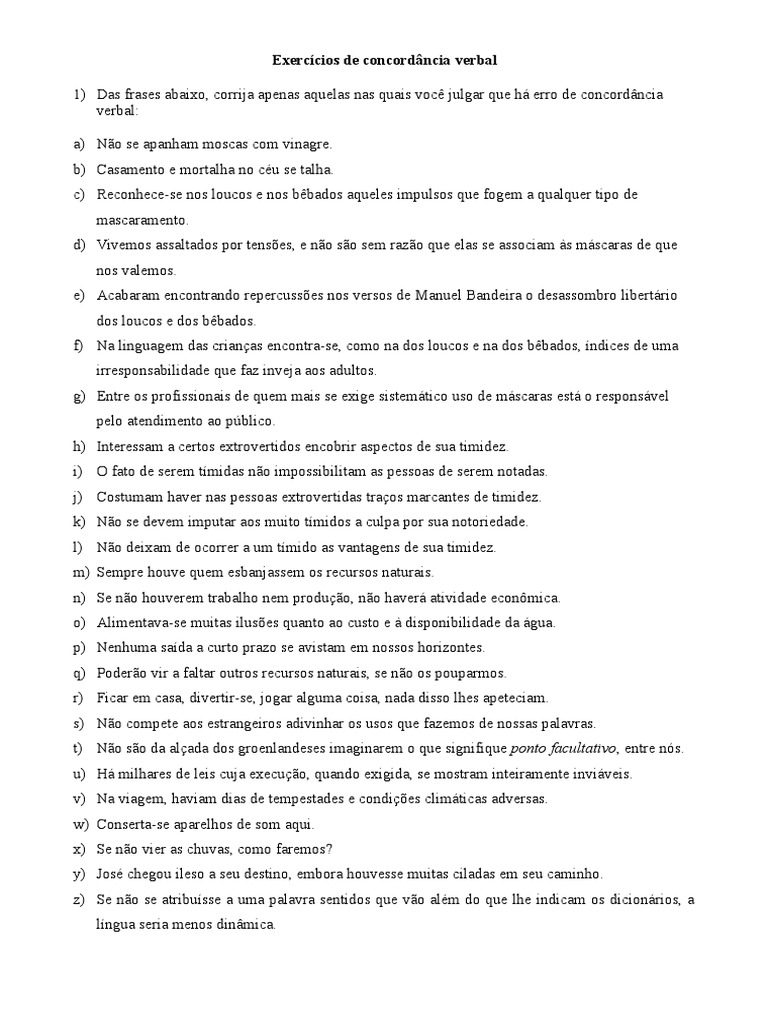 Concordância Verbal Exercícios Com Tirinhas Com Gabarito