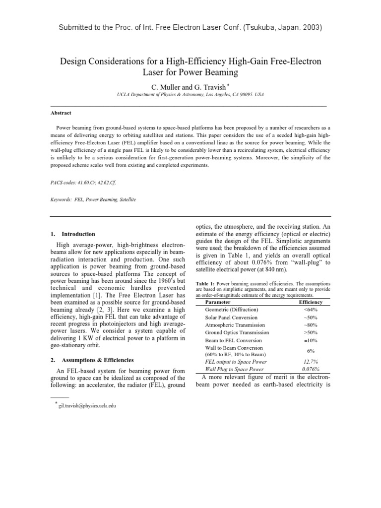 High-Efficiency Free-Electron Laser Design | PDF | Laser | Electron