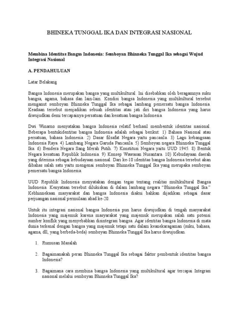 Bhineka Tunggal Ika Dan Integrasi Nasional