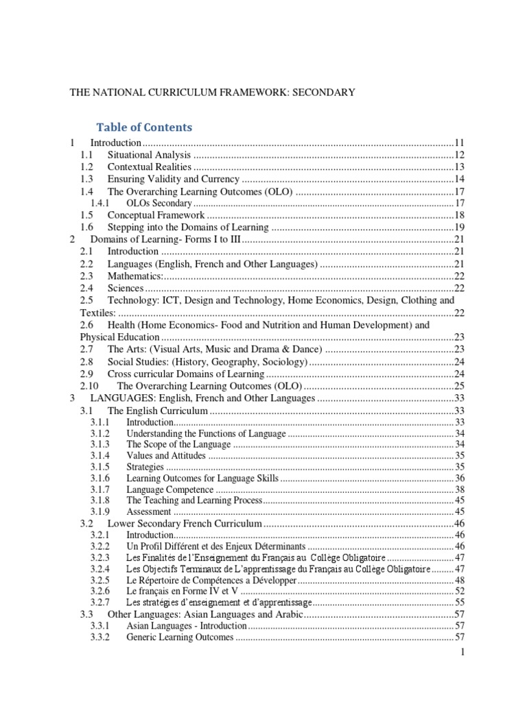 National Curriculum Framework: Secondary | PDF | Curriculum ...
