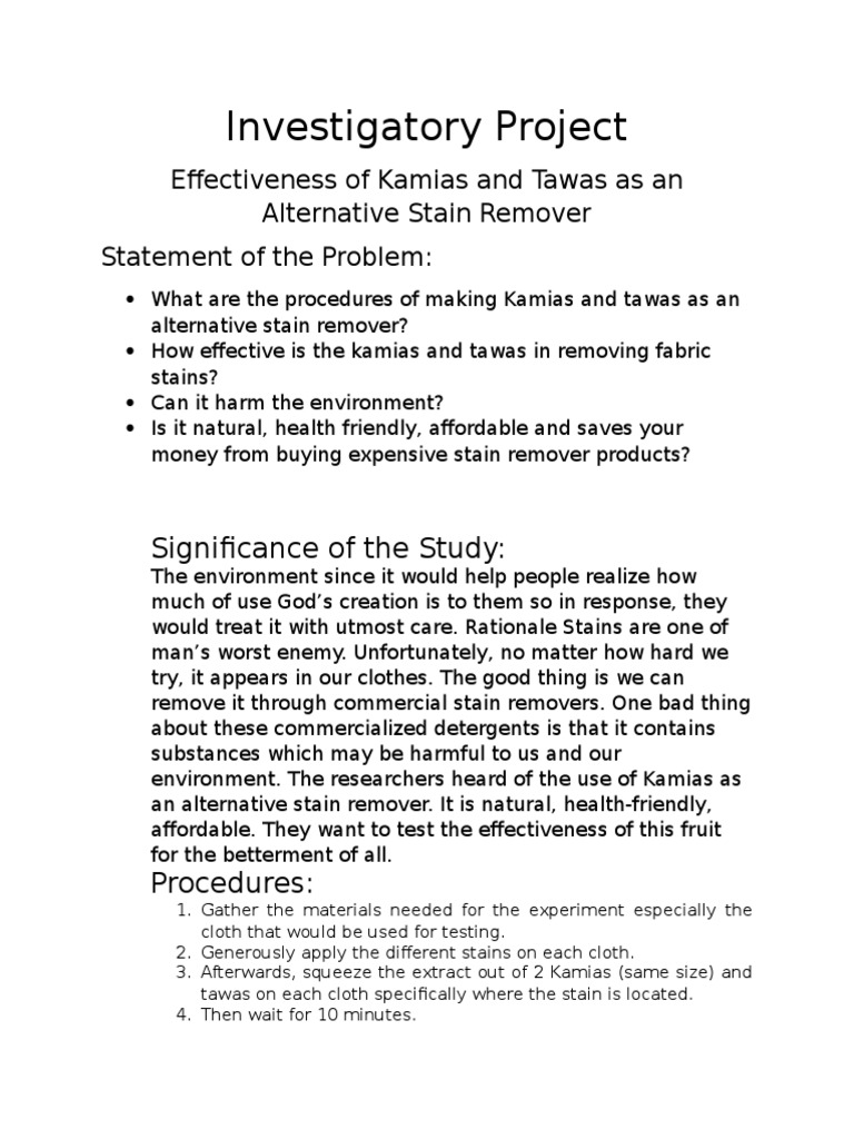 science investigatory project sample research paper