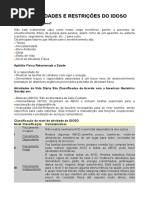 Necessidades e Restrições Do Idoso