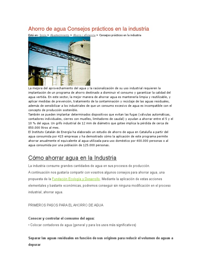 Ahorro de Agua en la Industria | PDF | Ahorro | Industrias