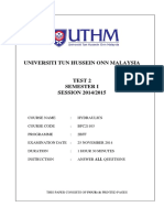 UTHM Hydraulics Test 2 Semester I 2014/2015 Solutions