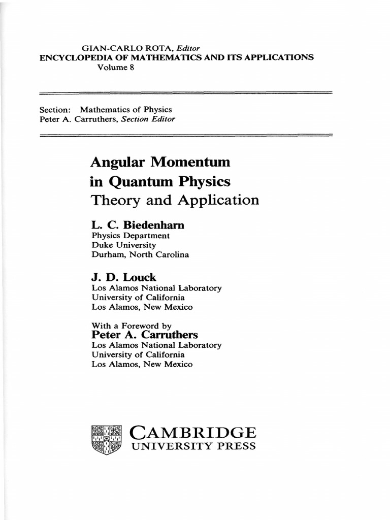 Angular Momentum in Quantum Physics | PDF | Vector Space | Matrix ...
