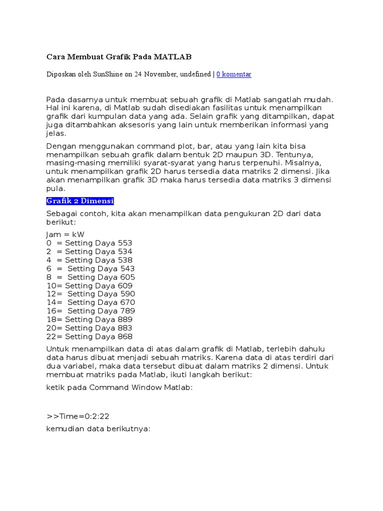 Grafik 2D dan 3D di MATLAB | PDF