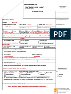 Formulaire Visa Rempli | PDF | Passeport | Visa (Document)