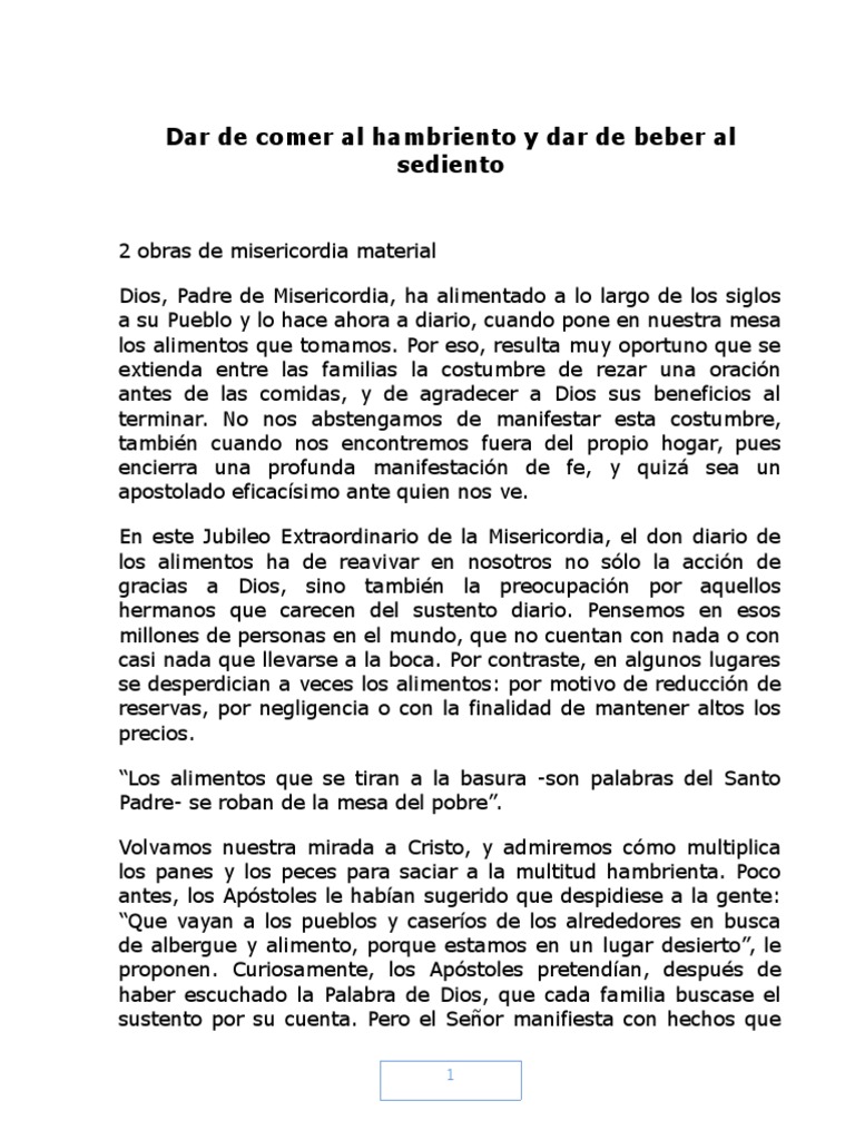 Dar de Comer Al Hambriento y Dar de Beber Al Sediento | PDF ...