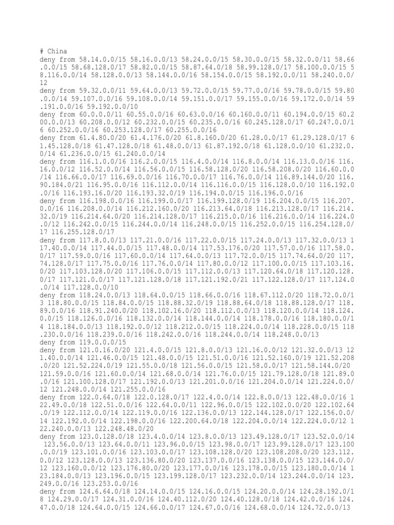 Liste des IP interdites en Chine | PDF | La violence